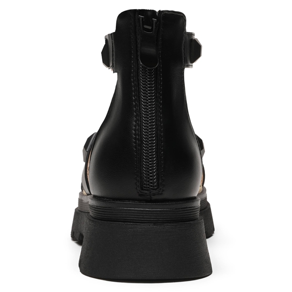 Rovets Ankle Strap Platform Sandals - BLACK PU - 3